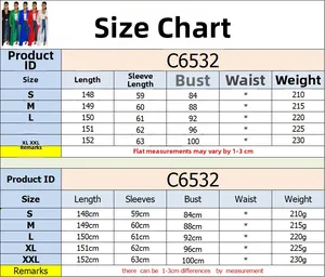 Detailed size chart for women's lace loose cover-up showing length and bust measurements