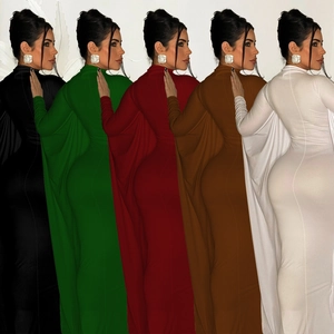 Detailed back view of elegant bodycon maxi dress featuring a dramatic cape design