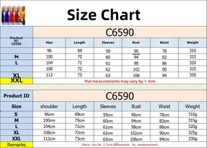 Detailed size chart for women's blazer with measurements for S to XXL in centimeters