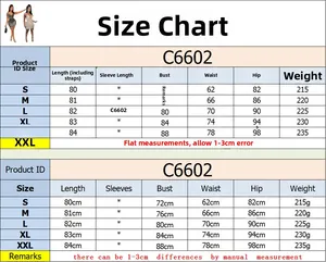 Tableau des tailles pour robe en mesh strass avec mesures de longueur, buste et taille