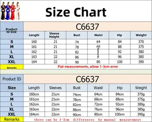Tableau des tailles pour la robe longue plissée à col en V de la taille S à XXL