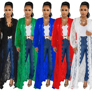 Lace cover up cardigan in multiple colors with intricate floral patterns and scalloped edges