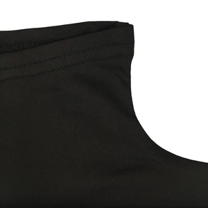 Detail of black knit fabric featuring durable double-needle stitching and smooth texture