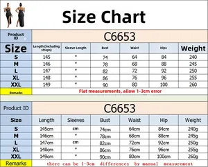 Size guide table for elegant mesh bandage long dress showing S to XXL measurements