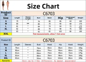 Detailed size chart for mesh dress with rhinestones showing S to XXL measurements