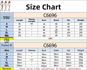 Detailed size chart for the sequin tube feather dress showing measurements from S to XXL