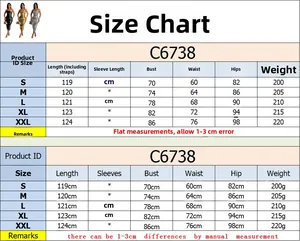 Tableau des tailles détaillé pour robe froncée sexy avec mesures allant du S au XXL