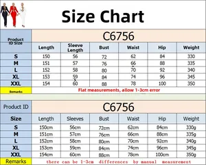 Size chart showing measurements for the mesh long sleeve sheer dress in S to XXL