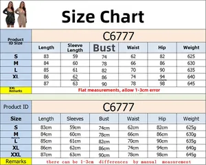 Detailed size guide for mesh rhinestone long sleeve dress with measurements S to XXL