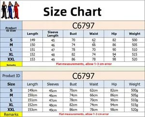 Guida alle taglie per abito lungo con spacco da donna, misure da S a XXL in centimetri