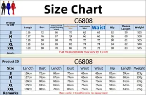 Detailed size chart for solid color mesh feather long sleeve pants set in sizes S-XXL