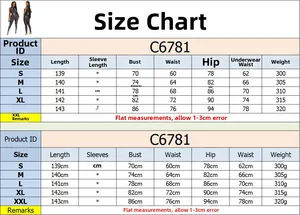 Detailed size guide table for mesh rhinestone sleeveless jumpsuit from S to XXL