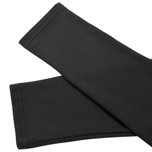 Close-up of durable quilted stitching and elastic fabric on black cooling arm sleeves