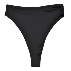 Close-up of black high-waisted seamless bottoms with high-cut design and elastic fabric