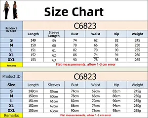 Detailed size chart for women's rhinestone mesh long sleeve dress showing S to XXL measurements