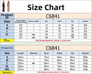 Size chart for women mesh rhinestone maxi dress showing bust, waist and hip dimensions