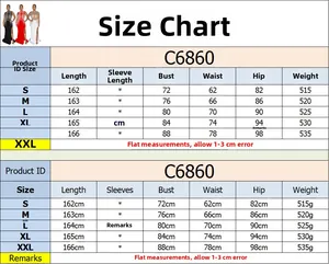 Size chart for solid mesh hot-drill split dress with length and waist measurements