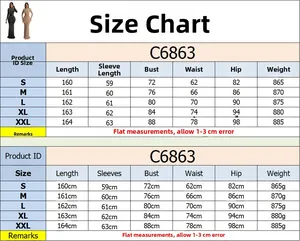 Detailed size chart for mesh rhinestone maxi dress showing length bust and waist measurements