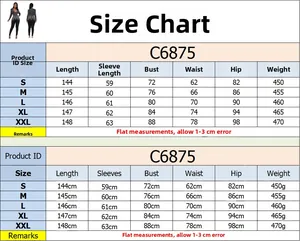 Detailed size chart for the rhinestone V-neck long sleeve jumpsuit with measurements