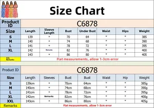 Size chart detail for pleated wide leg jumpsuit with measurements for length and bust