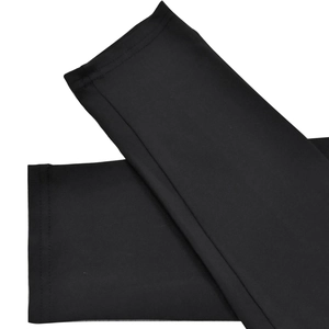 Detail of high-density black knitted fabric with reinforced double-needle stitching quality
