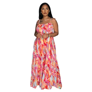 Detailed view of women's floral maxi jumpsuit featuring smocked waist and spaghetti straps
