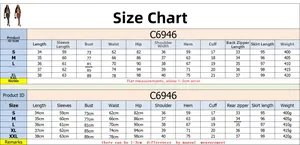 Detailed size chart for women's two-piece mesh skirt set with rhinestones S to XXL