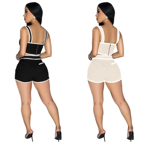 Women's chic two-piece set featuring a cropped camisole with back zipper and matching shorts
