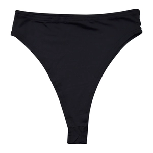 Dettaglio del perizoma in rete nera con ampia fascia elastica e design a taglio a V