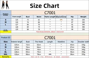 Detailed size chart for the rhinestone jumpsuit with measurements in centimeters and grams