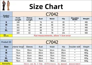 Size guide for women's long sleeve rhinestone dress featuring bust and hip measurements