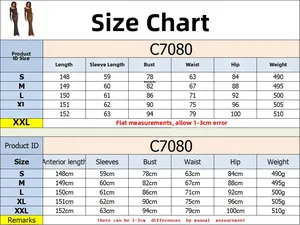 Size guide for long sleeve rhinestone dress with detailed S to XXL measurements in cm
