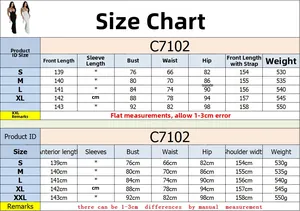 Detailed size chart for women's sleeveless maxi dress showing S to XXL measurements