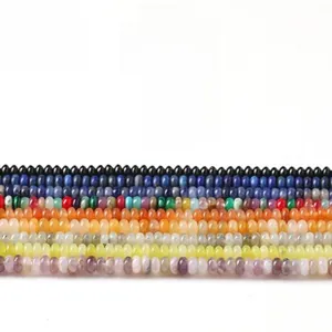 Macro shot of colorful natural abacus stone beads for DIY jewelry making
