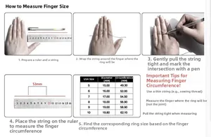 Size guide for rings showing diameter and circumference for US sizes 5 to 10
