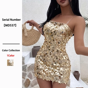 Robe Mini À Paillettes Or Coupe Ajustée Fines Bretelles Sexy Dos Nu Fête Soirée Boîte De Nuit Pour Femmes Mode Élégante