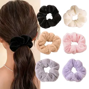 Elastici Per Capelli In Peluche Ecopelliccia Alta Elasticità Autunno Inverno Tinta Unita Stile Francese Per Donne