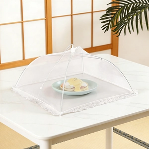 Large foldable white lace mesh food cover dome for kitchen table protection