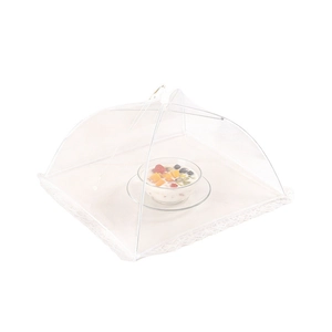 Large foldable white lace food cover tent with fine mesh net for kitchen dining table