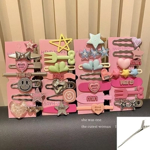 Barrettes à Cheveux Y2K Colorées Macaron Strass Cœur Étoile Épingles à Cheveux en Alliage Résine Accessoires Cheveux Femme