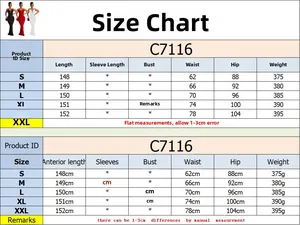 Size chart table for C7116 V-neck backless maxi dress showing S to XXL measurements