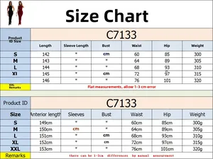 Size chart for the backless bodycon maxi dress with measurements for S to XXL