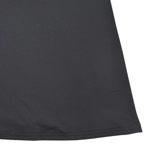 Detail view of double-needle hem stitching on black sexy v-neck backless dress