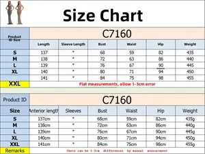 Detailed size guide for the C7160 slim fit bodycon dress with bust and hip measurements