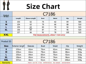 Detailed size chart for women long sleeve slim dress with rhinestones from S to XXL