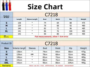 Tableau des tailles détaillé pour la robe longue bustier fendue dos nu en tailles S-XXL