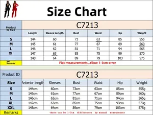 Detailed size chart for V-neck rhinestone long sleeve jumpsuit from size S to XXL