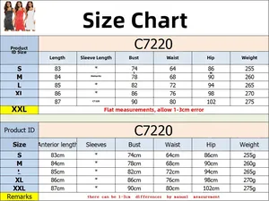 Size chart for slim fit sexy rhinestone dress detailing measurements from S to XXL