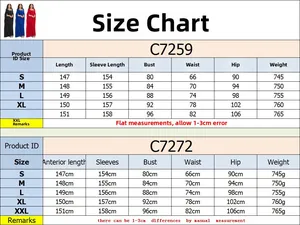Detailed size guide table for elegant rhinestone dress with cape sleeves S to XXL