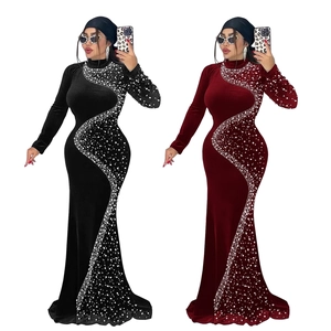 Robes de soirée sirène élégantes en velours noir et bordeaux avec des paillettes de strass